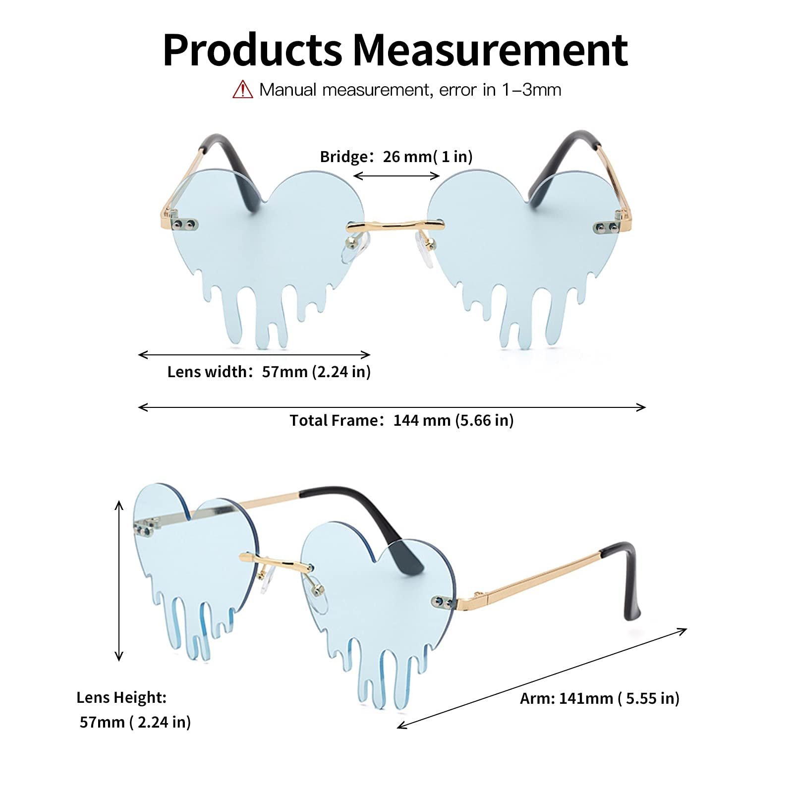Сонцезахисні Окуляри Серцеподібні Без Обрамлення Dollger Металеві UV 400 (Melting Heart Sunglasses), фото №4