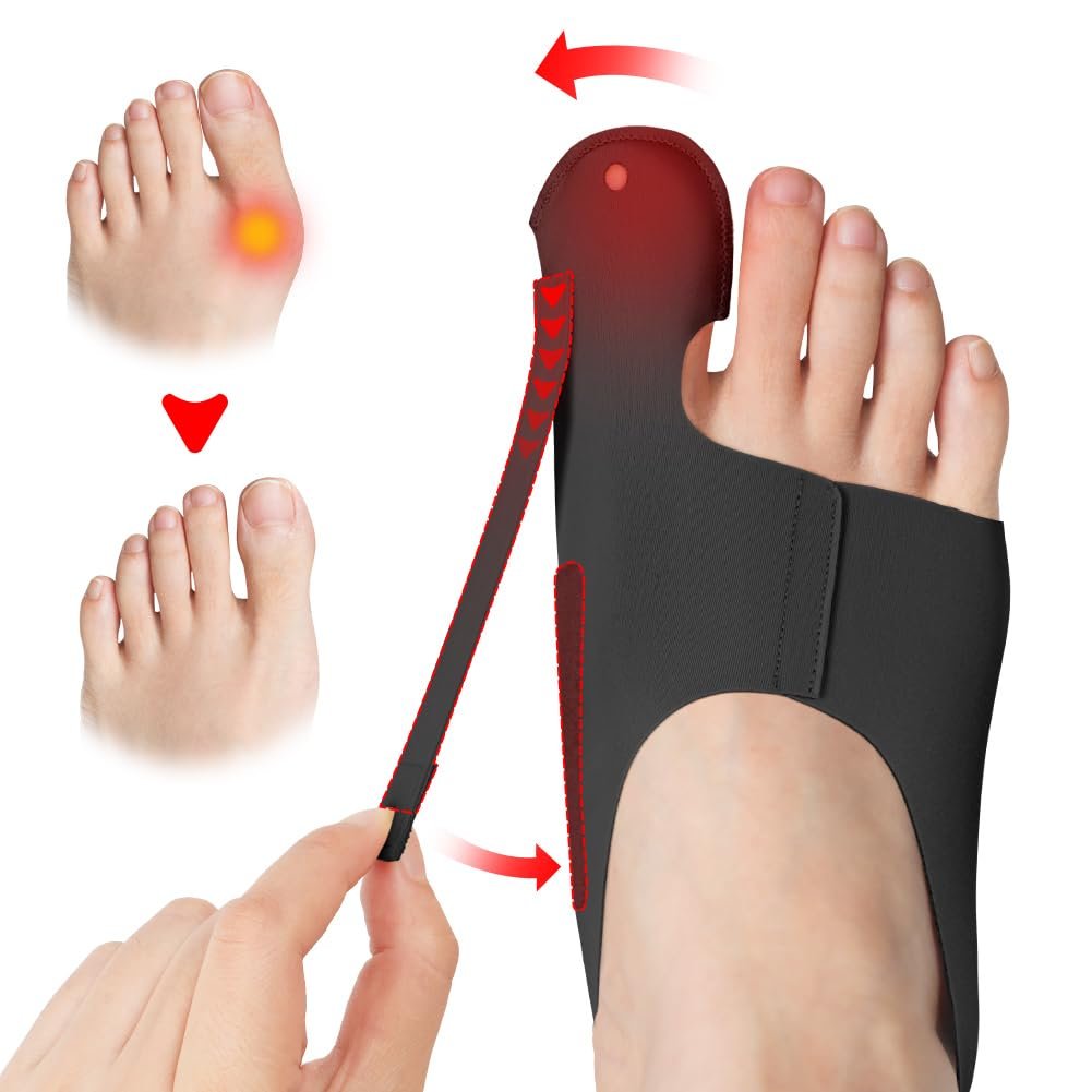 Корректор большого пальца стопы flintronic Hallux Valgus, 2 шт., разделитель для пальцев ног, набор для коррекции Hallux Valgus, бандаж Hallux Valgus для мужчин и женщин, защита большого пальца стопы (черный, M), фото №9