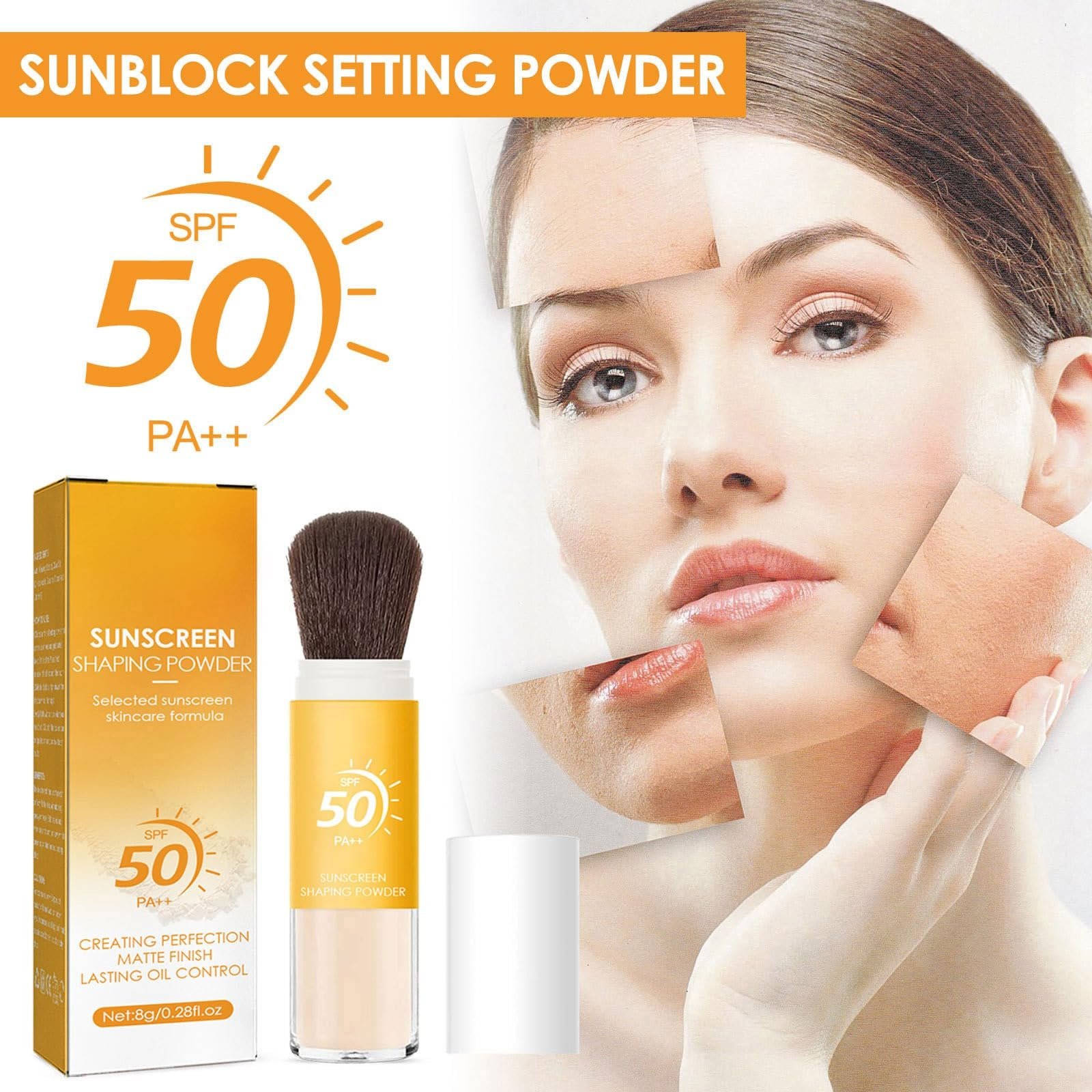 Пудра сонцезахисна мінеральна SPF50 PA++ з пензлем, розсипчаста, прозора, фото №4