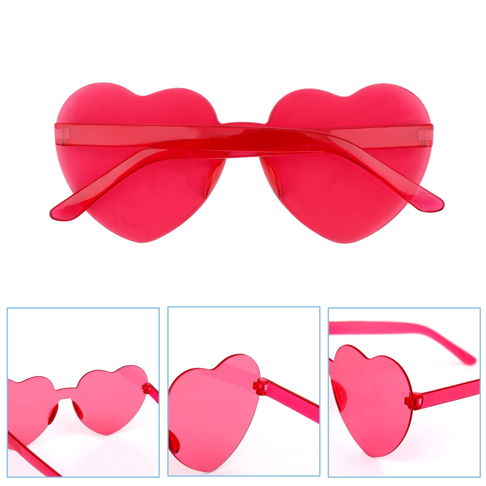 Набір окулярів у формі серця KINBOM, 4 шт., прозорі, кольору цукерок, без оправи, сонцезахисні, фото №3