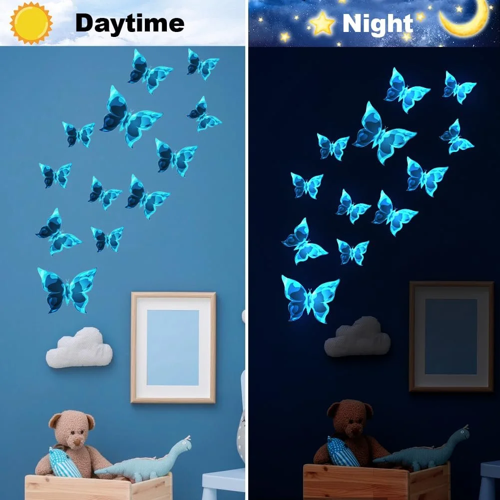 Настінні наклейки Метелики Люмінесцентні 12 штук Ripple Pattern, фото №4