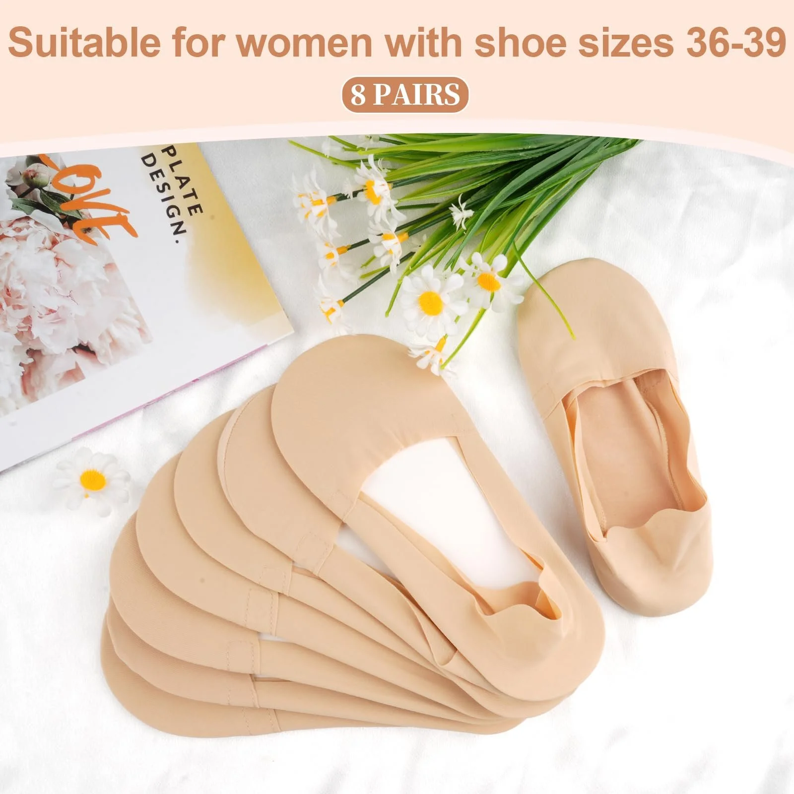 Носки-следки Ice Silk (8 пар) 36-39 бежевый, фото №2