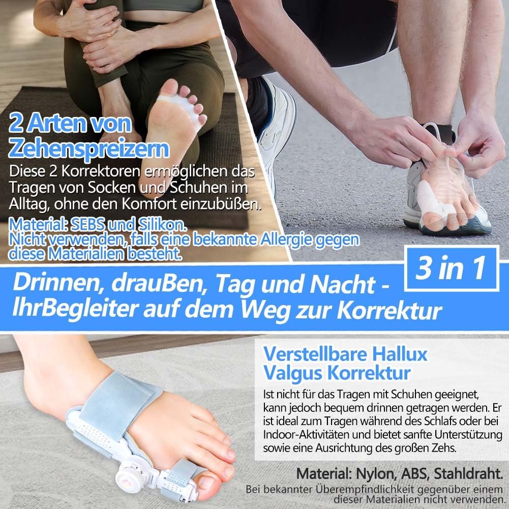 Шина для корекції великого пальця стопи з регульованою кнопкою, роздільник пальців для чоловіків і жінок, фото №3