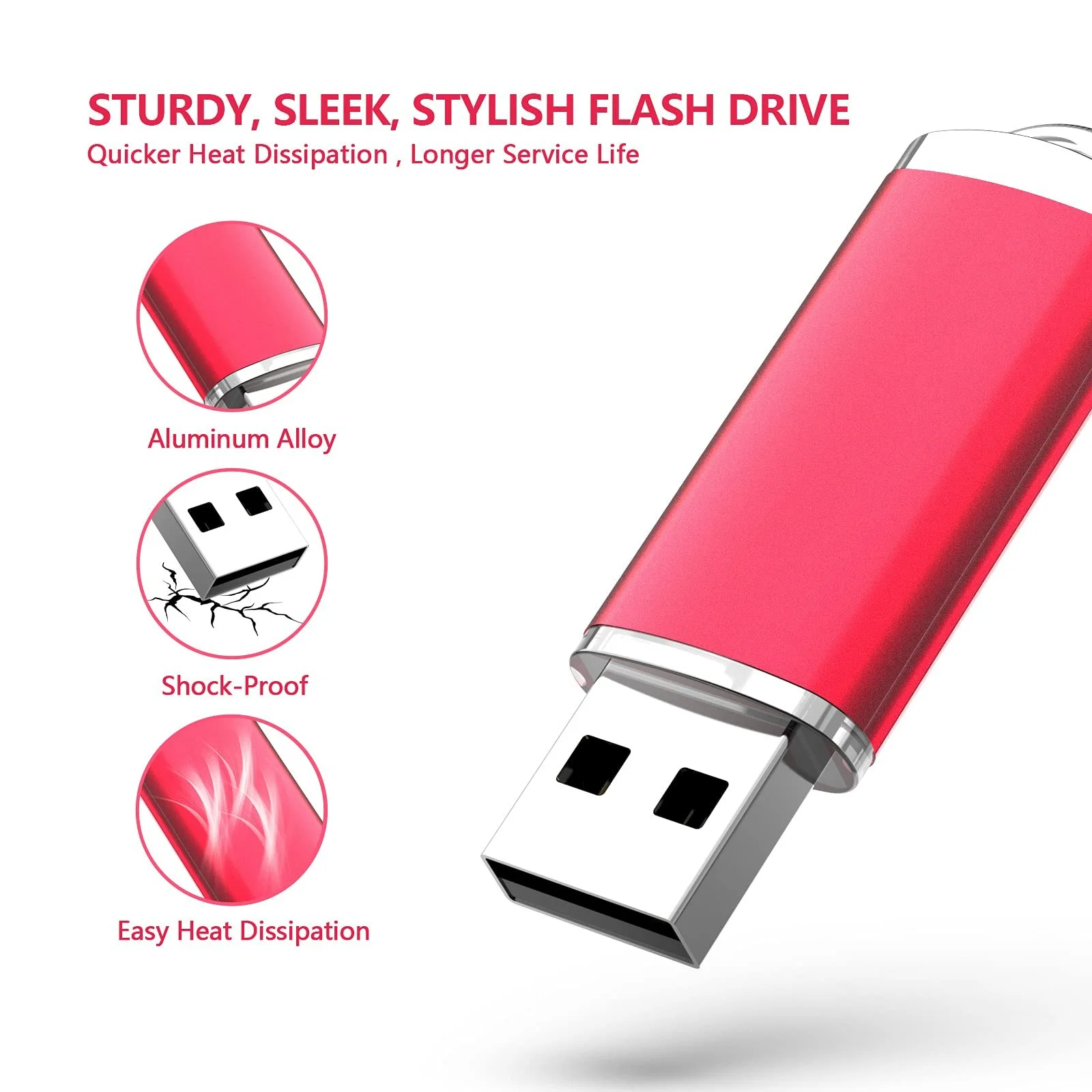 USB Flash Drive Kootion 32GB USB 2.0 Cap Design LED Indicator Red, фото №3