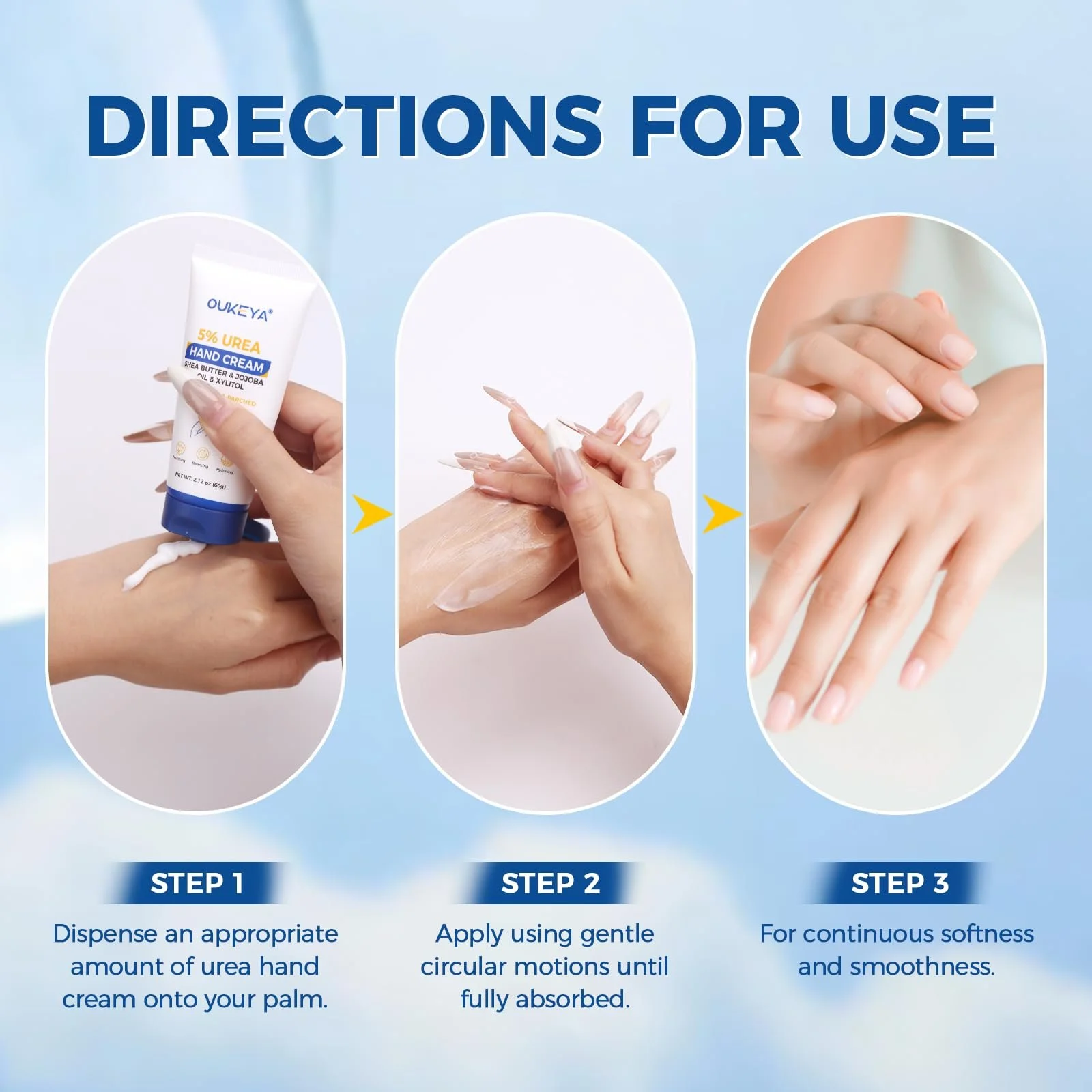Крем для рук OUKEYA з сечовиною, 50 г, для всіх типів шкіри, з кокосовою олією та екстрактом меду, фото №8 Крем для рук OUKEYA з сечовиною, 50 г, для всіх типів шкіри, з кокосовою олією та екстрактом меду, фото №8