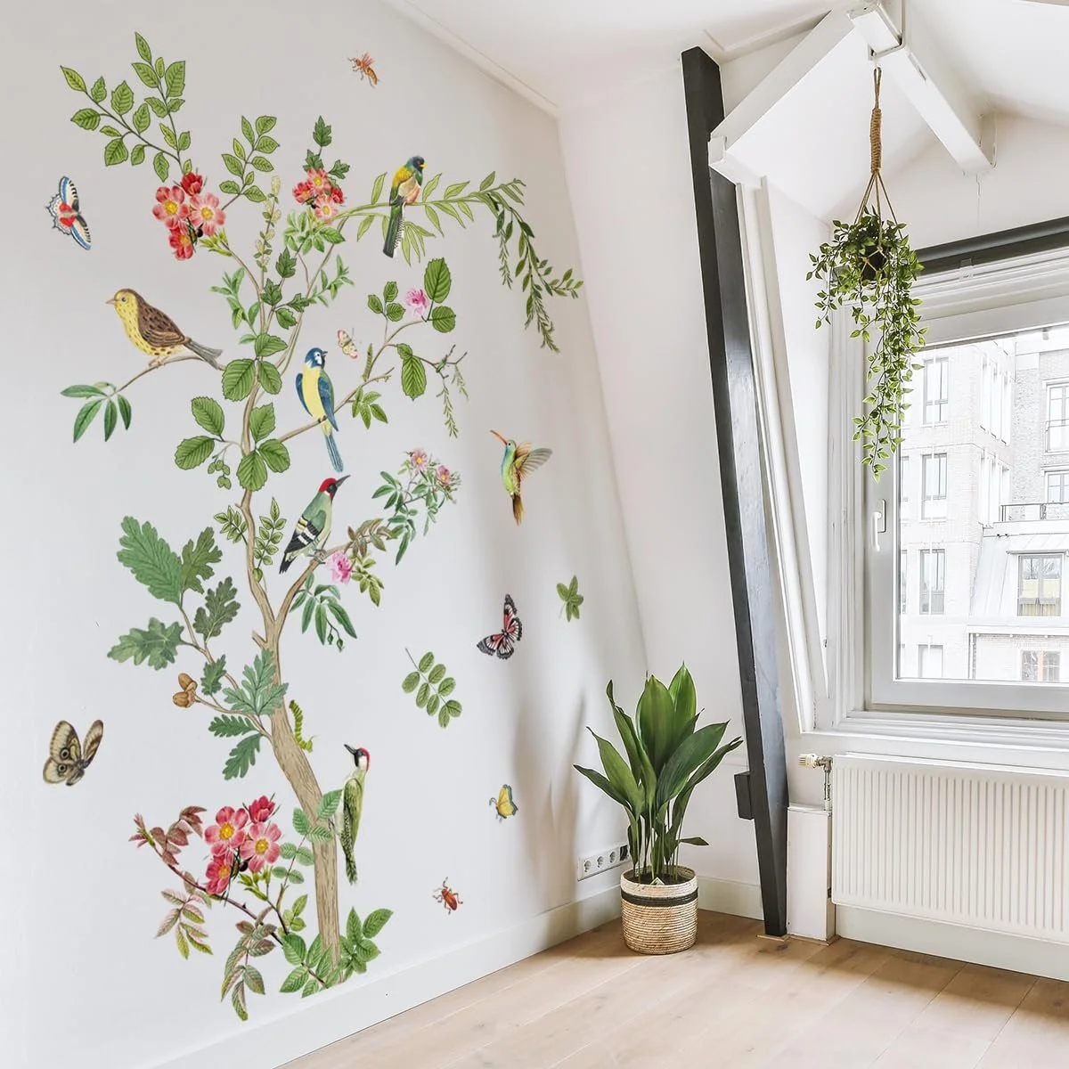 Наклейка на стіну Runtoo Large Tree Branch Vintage Flower Plants Birds, фото №4
