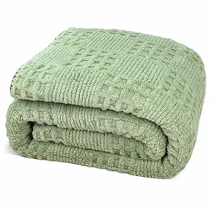 Плед Bibykivn Мягкий плед 150 x 200 см, Пушистый плед, Мягкое вафельное пике, Зеленый, 150 - Фото 1