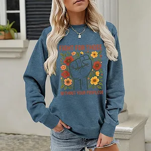 Женский свитшот MLZHAN Fight for Those Without Your Privilege Сладкий кулак, Цветы Длинный рукав Осень Уличная одежда Пальто Топы synthetic.ua - Фото 1