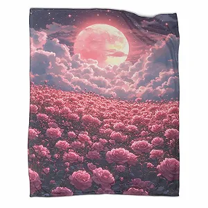 Покривало Field of Pink Roses Мікрофібра Фліс М'яка Тепла 3D - Фото 1