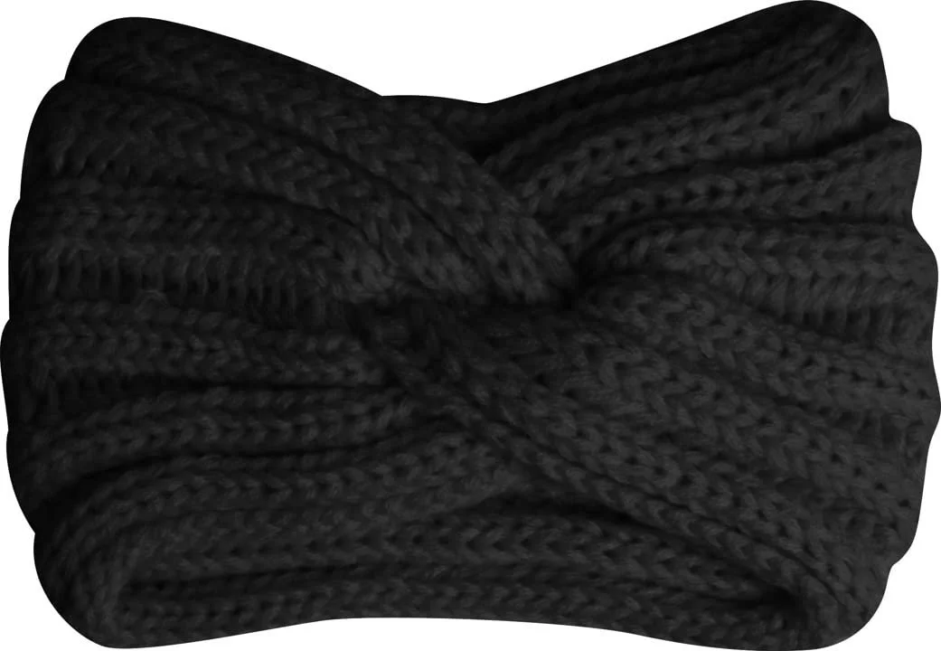 Пов'язка на голову Capelli New York В рубчик з вузлом Чорний, фото №1