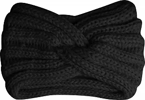 Пов'язка на голову Capelli New York В рубчик з вузлом Чорний - Фото 1