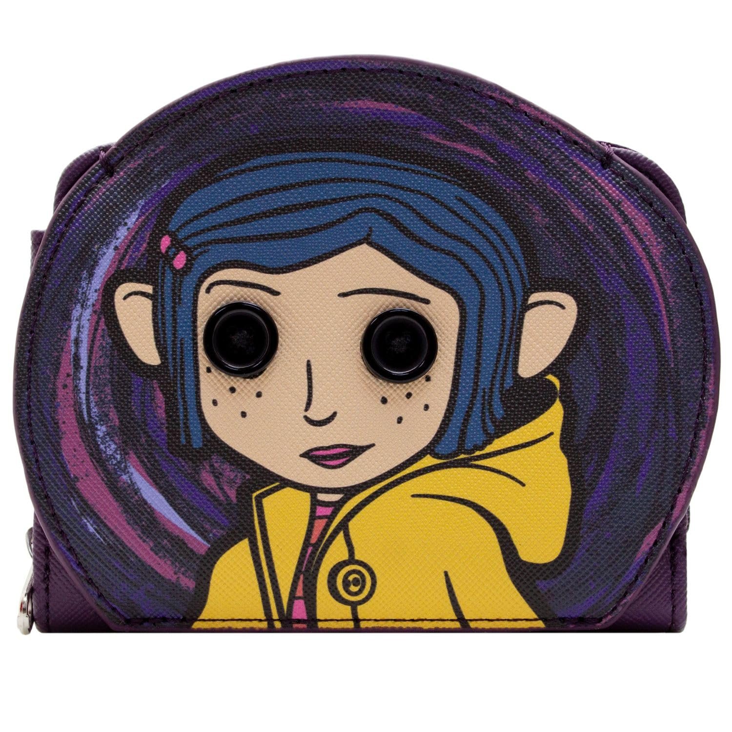 Кошелек Button Eyes Coraline Parallel Universe Dark Fantasy на молнии, карман для монет и держатель для карт, фиолетовый, фиолетовый, повседневный, фото №1