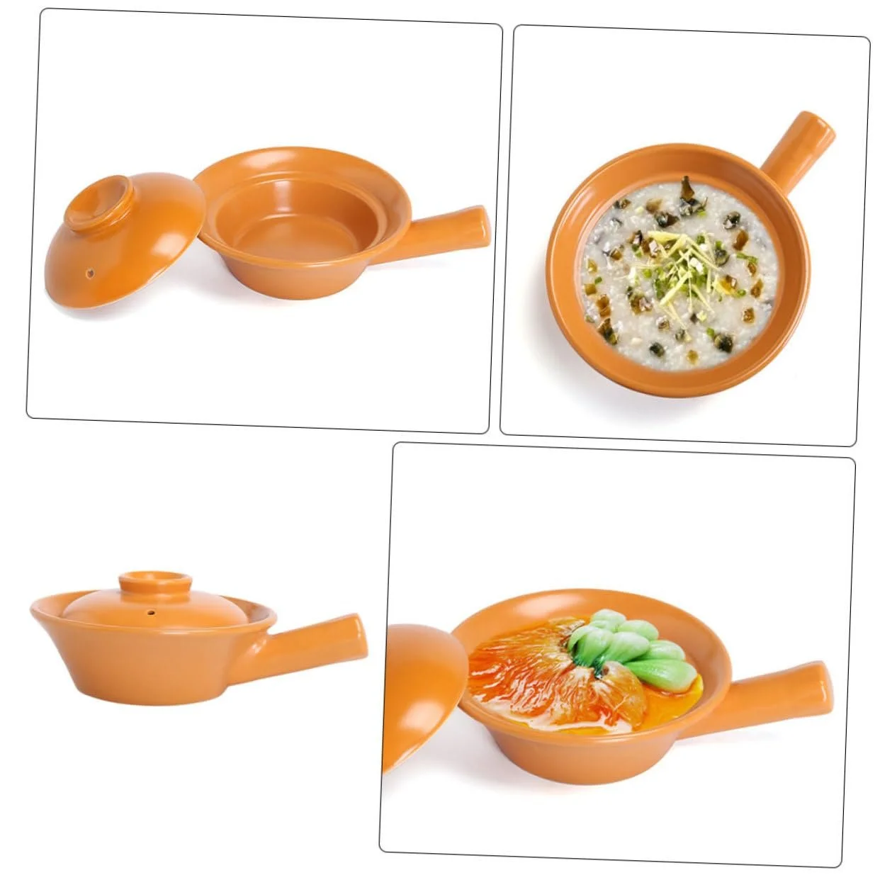 Горшок керамический маленький с ручкой термостойкий для газовой плиты, фото №9