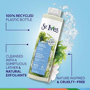 Гель-эксфолиант для душа St. Ives Purifying Sea Salt & Pacific Kelp с морской солью и водорослями 650 мл synthetic.ua - Фото 1