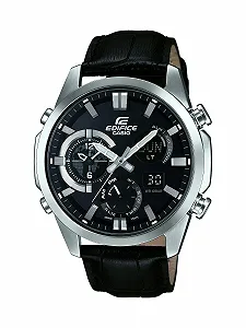 Часы Casio Edifice ERA-500L-1AER Мужские Аналоговые Цифровые Кварцевые Кожаные, черный, размер блока, ремешок. - Фото 1
