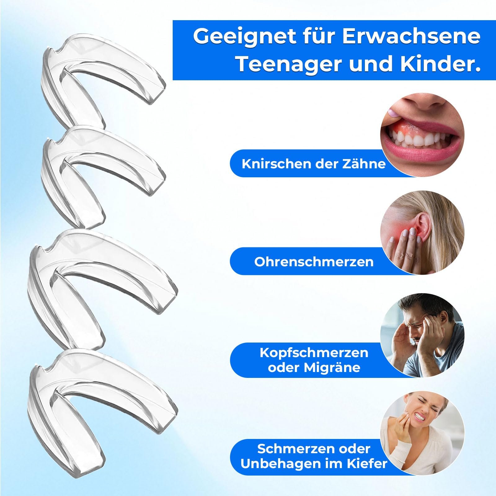 Нічна шина від бруксизму, Набір 4 шт, Ефективний засіб від хропіння, Захист для зубів, Покращує сон, фото №7