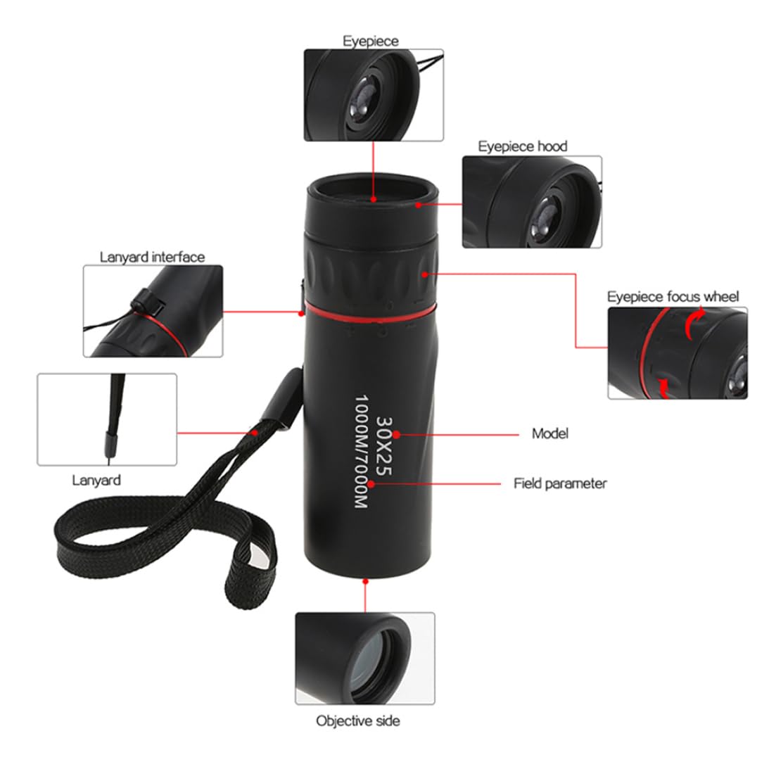 Монокуляр Waterproof Monocular Telescope Mini Night Vision Travel для зуму спостереження за птахами на відкритому повітрі, фото №4