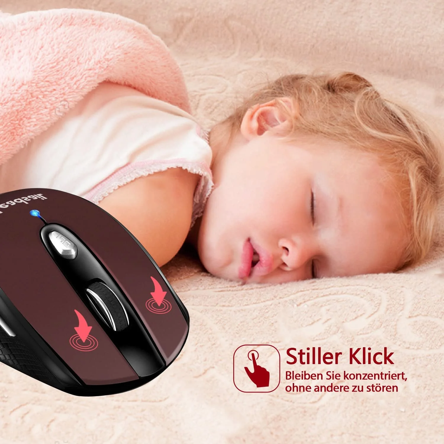 Мышь Беспроводная LeadsaiL 1600 DPI 6 Кнопок Красный, фото №3 Мышь Беспроводная LeadsaiL 1600 DPI 6 Кнопок Красный, фото №3