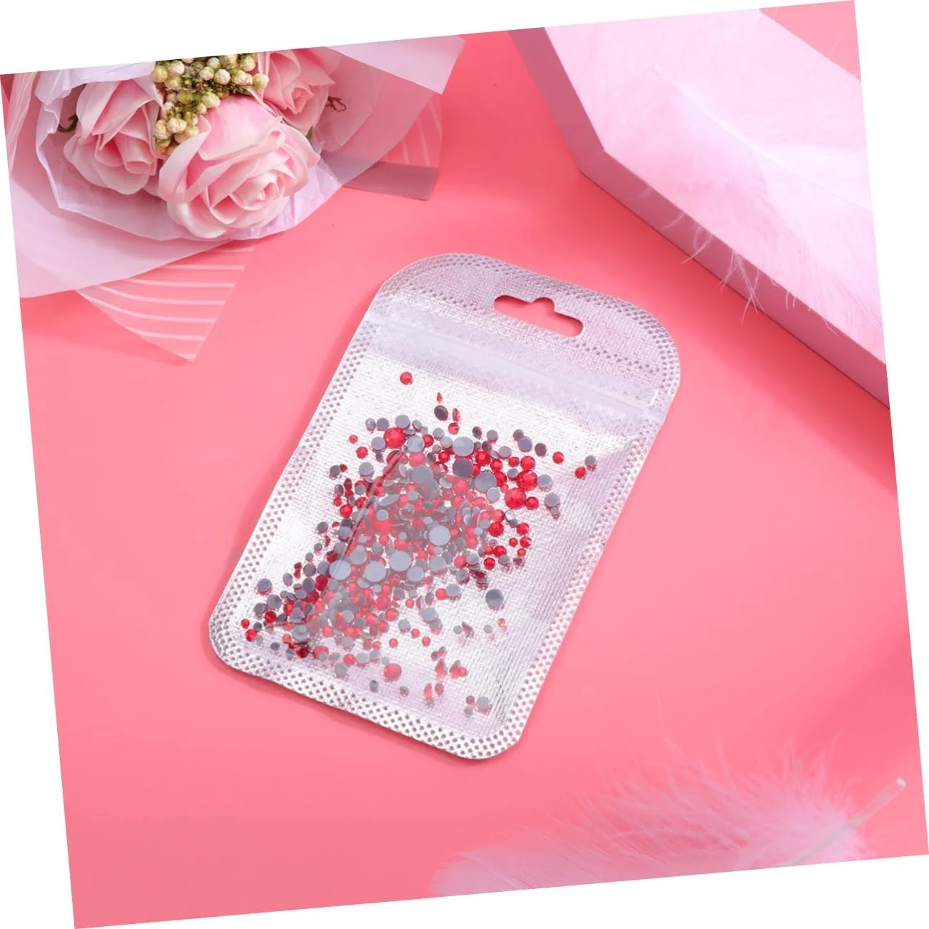 Прикраса для нігтів CANIGHT Kristall Ornament Kit 300 шт. Червоні стрази з плоскою основою, фото №6