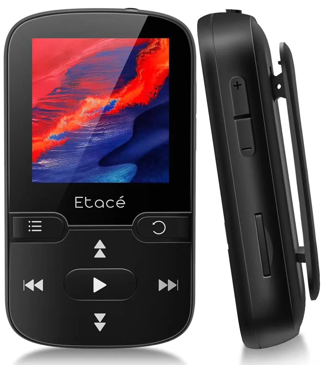 MP3-плеєр Etacé Bluetooth 5.3, спортивний з 16 ГБ внутрішньої пам'яті, FM-радіо, електронна книга, крокомір, запис голосу та підтримка карт TF/Micro SD до 128 ГБ, фото №1