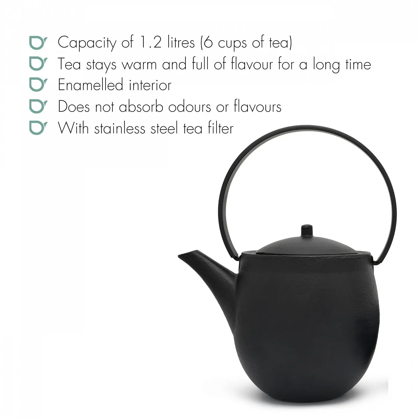 Чайник-заварник Bredemeijer Asia Чавунний Великий Чорний 1.2 літри, фото №3