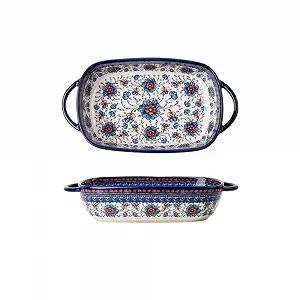 Форма для запекания 730 мл керамическая винтажная порцеляновая с ручками - Фото 1