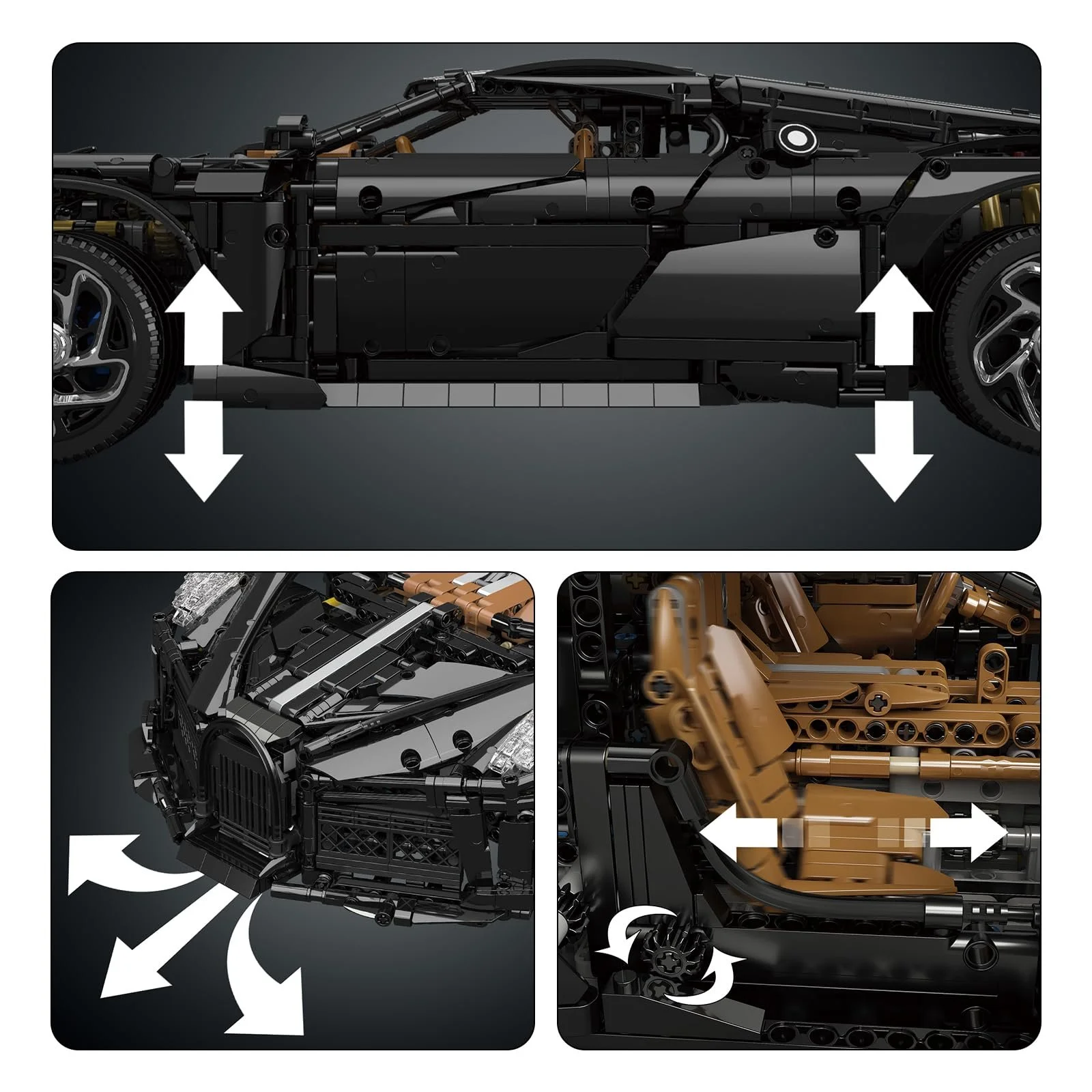 Конструктор Mould King Technik La Voiture Noire 13163 1:8 4688 деталей, фото №5