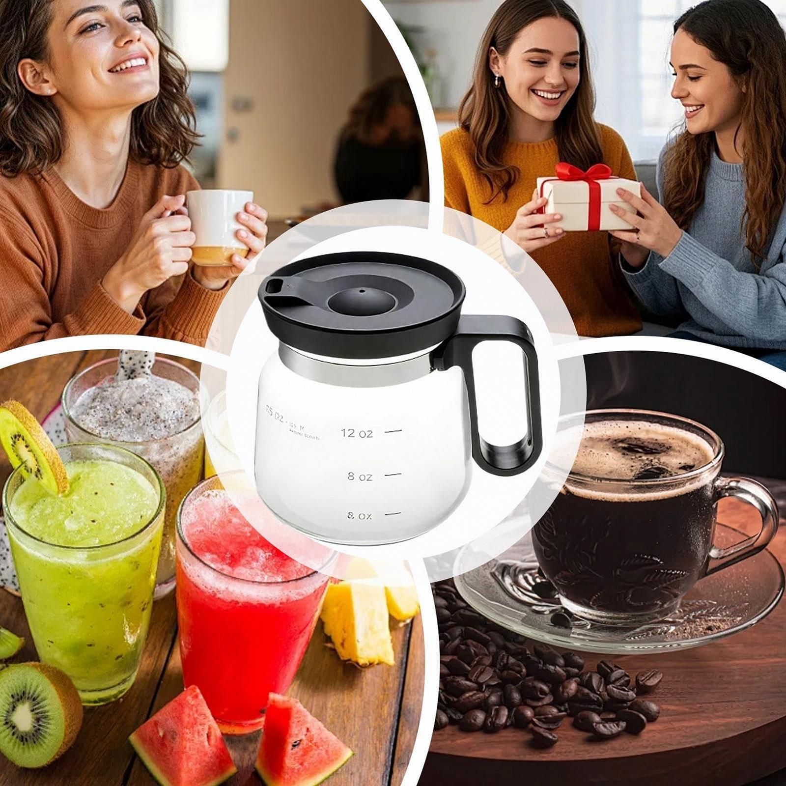 Кавник Скляний глечик 473 мл з кришкою Термостійка скляна карафа для кави та чаю, фото №9