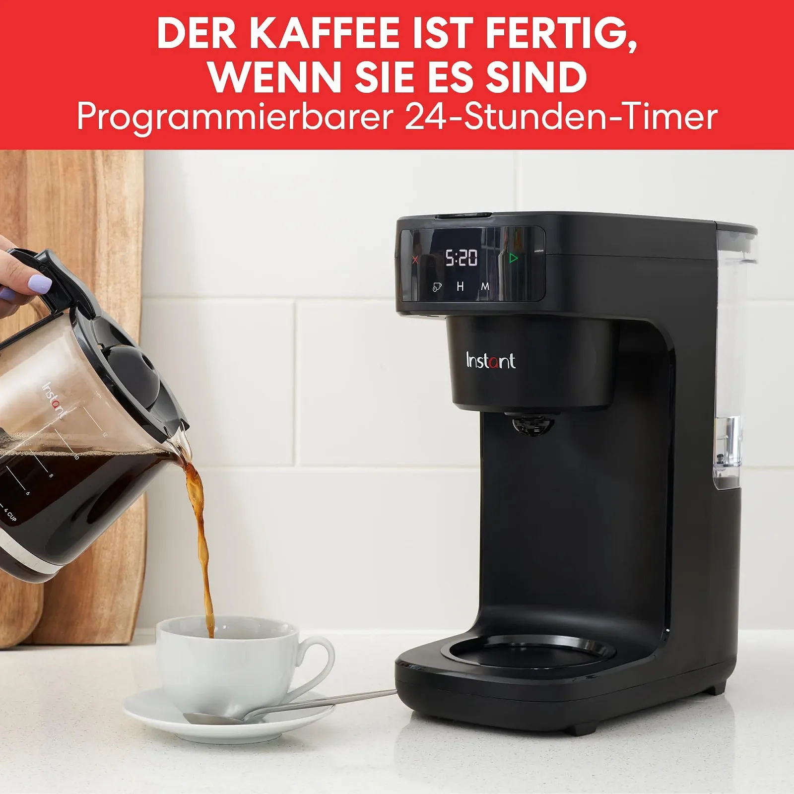 Крапельна кавоварка Instant Infusion Brew Програмована 12 чашок Багаторазовий фільтр Цифровий дисплей Скляний глечик Підігрів, фото №4