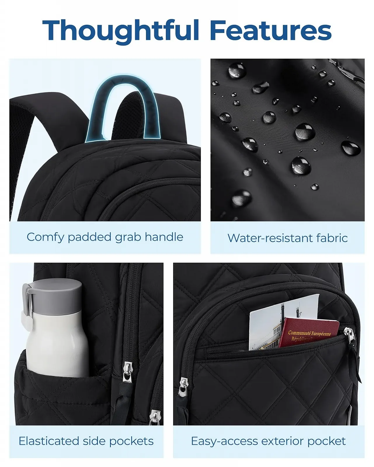 Рюкзак для ноутбука bagsmart Puffer Laptop Backpack 15.6 Inch стьобаний водонепроникний 15.6 Inch, фото №4 Рюкзак для ноутбука bagsmart Puffer Laptop Backpack 15.6 Inch стьобаний водонепроникний 15.6 Inch, фото №4