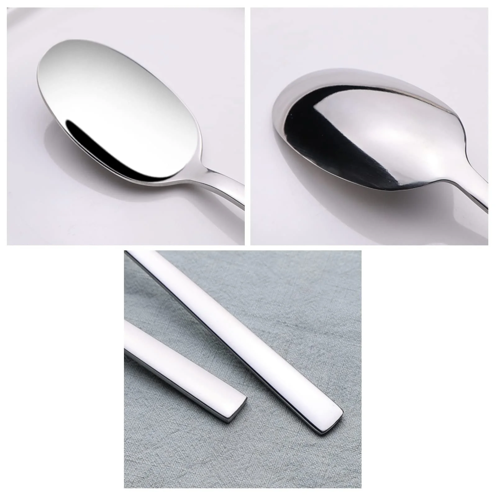 Набір з 6 великих сервірувальних ложок з нержавіючої сталі, 24 см, фото №3