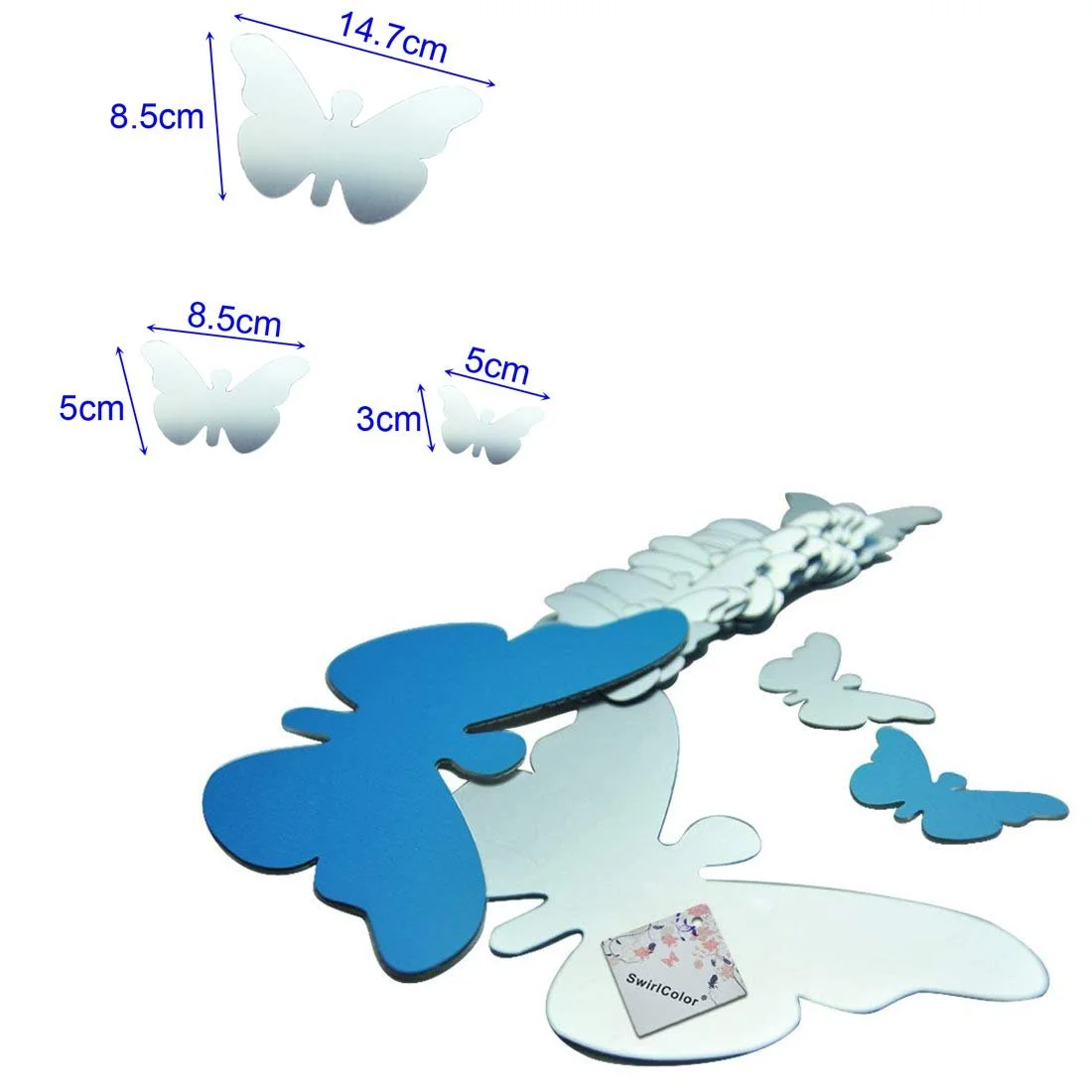 Акриловые зеркальные наклейки 3D Бабочки Серебристые 30 шт., фото №7