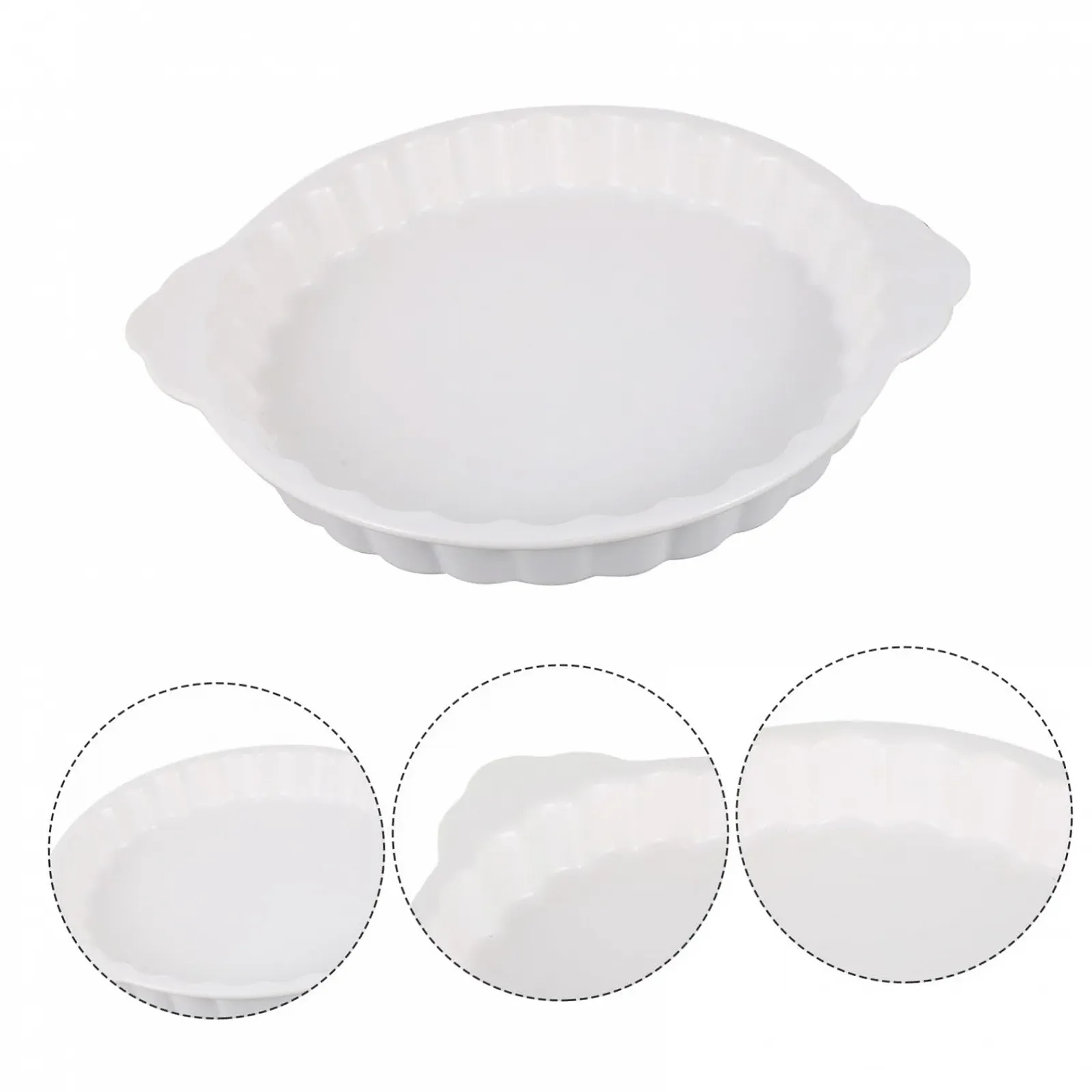 Керамическая форма для запекания SOIMISS Круглая с ручками Термостойкая Белая, фото №7