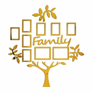 Наклейка на стіну Колаж Сімейне дерево Фоторамки Акрилова 119 x 109 см Срібляста synthetic.ua - Фото 1