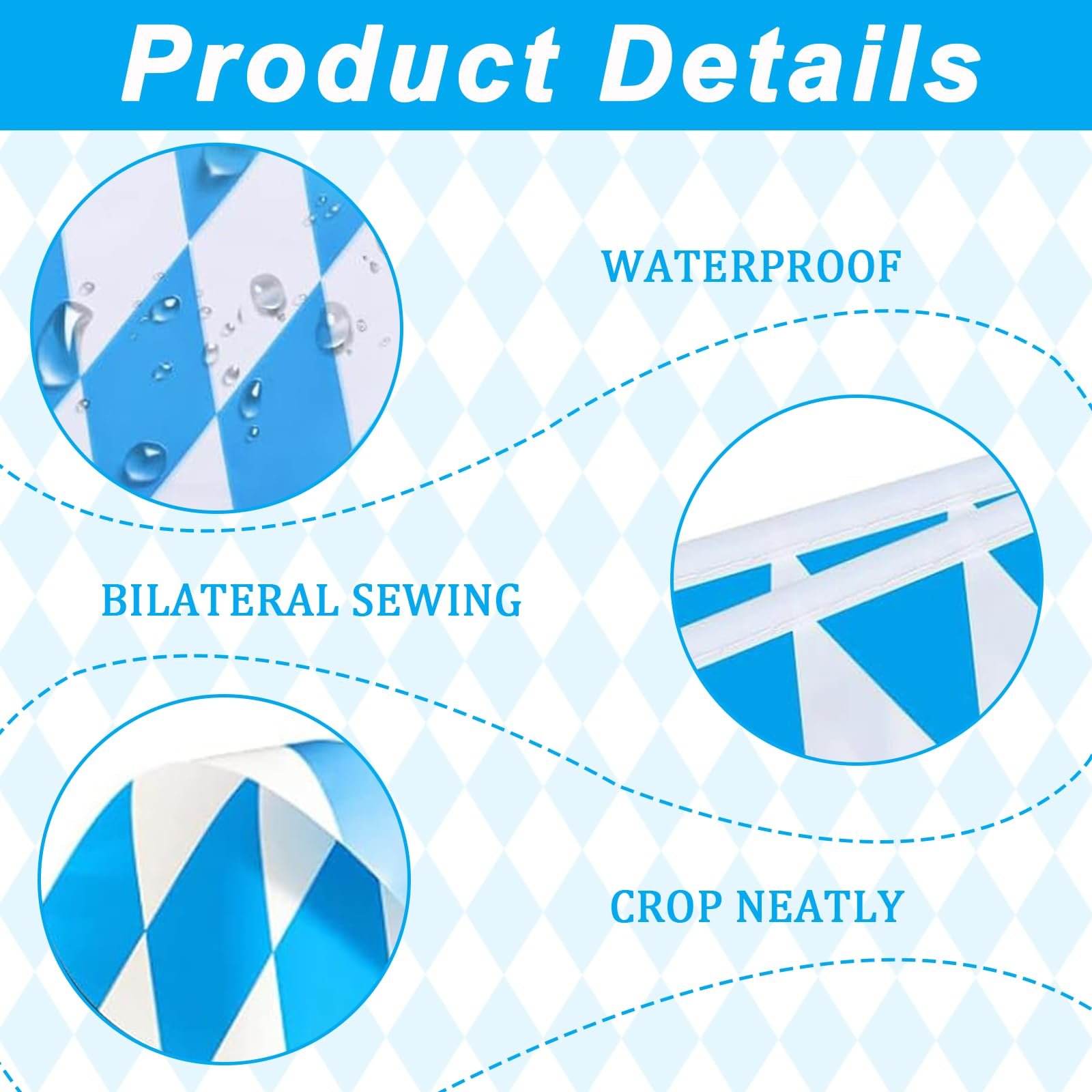 Набір скатертина та декор Oktoberfest Blue White Waterproof Plastic 137 x 274 см 21 шт., фото №4