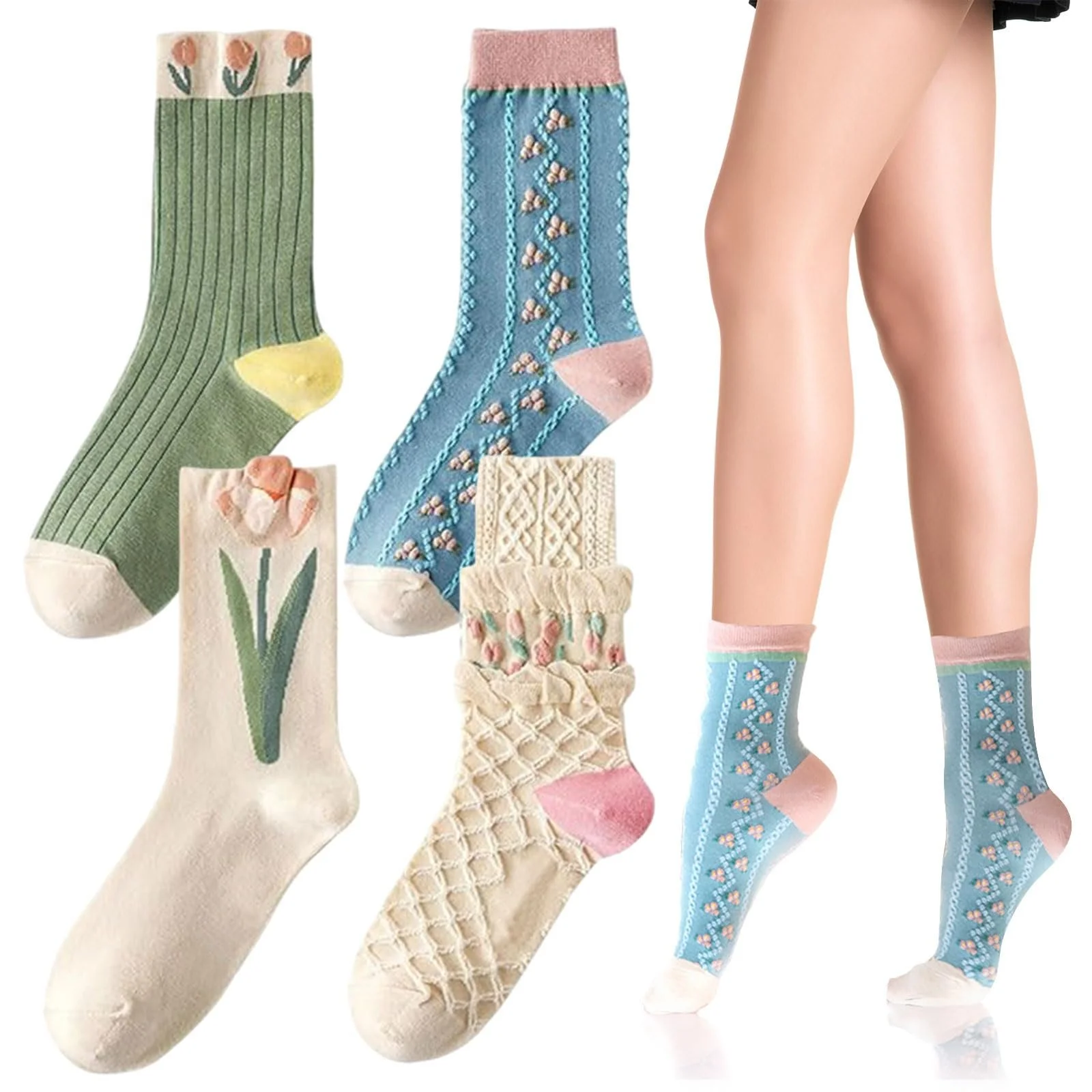 Шкарпетки Жіночі Квіткові Бавовняні Вінтажні 4 пари, фото №1 Шкарпетки Жіночі Квіткові Бавовняні Вінтажні 4 пари, фото №1