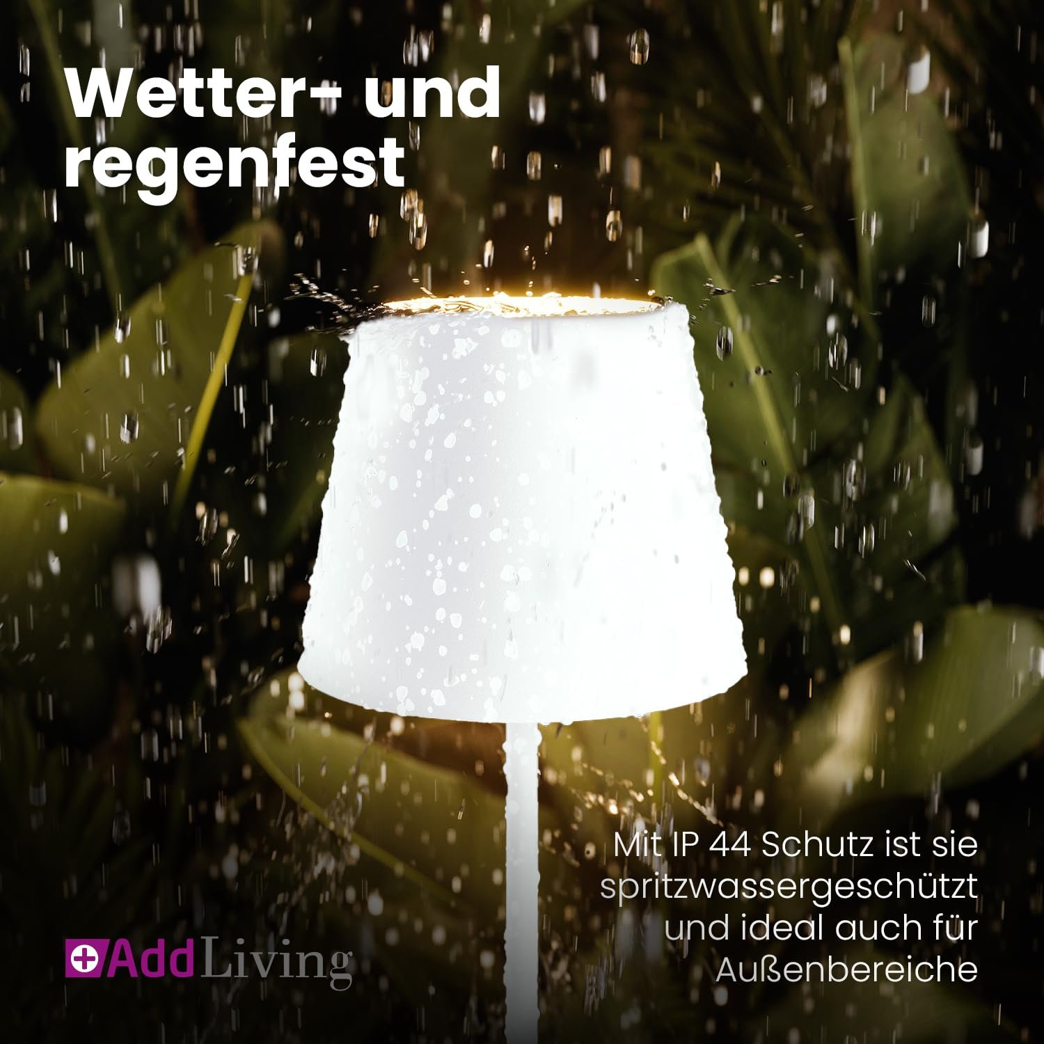 Настільна лампа AddLiving LED Бездротова Сенсорна Димуєма USB-C Акумуляторна 56 LEDs IP44 Біла, фото №5