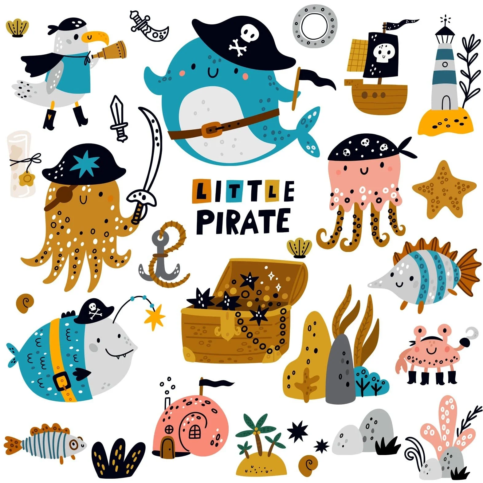 Наклейка на стіну WandSticker4U Пірати 70 x 52 см, фото №1 Наклейка на стіну WandSticker4U Пірати 70 x 52 см, фото №1