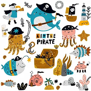 Наклейка на стіну WandSticker4U Пірати 70 x 52 см - Фото 1