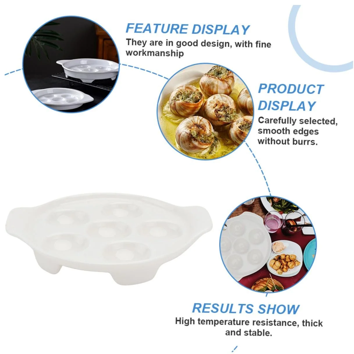 Форма для запекания улиток 2 шт. белая керамическая с отверстиями и ручками, фото №7