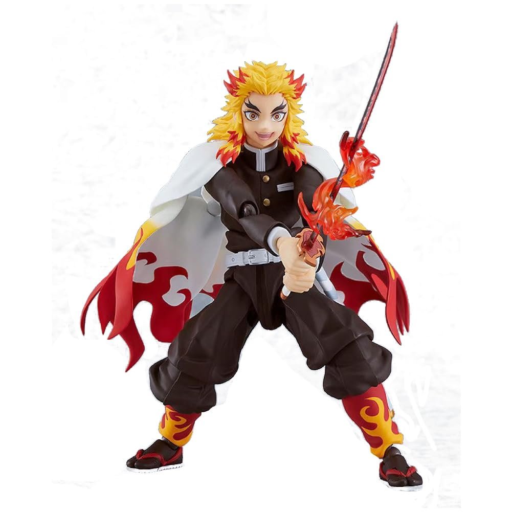 Фигурка Kyoujurou Rengoku, модель аниме персонажа, подвижная, со сменным лицом, столб пламени, 14 см, фото №1