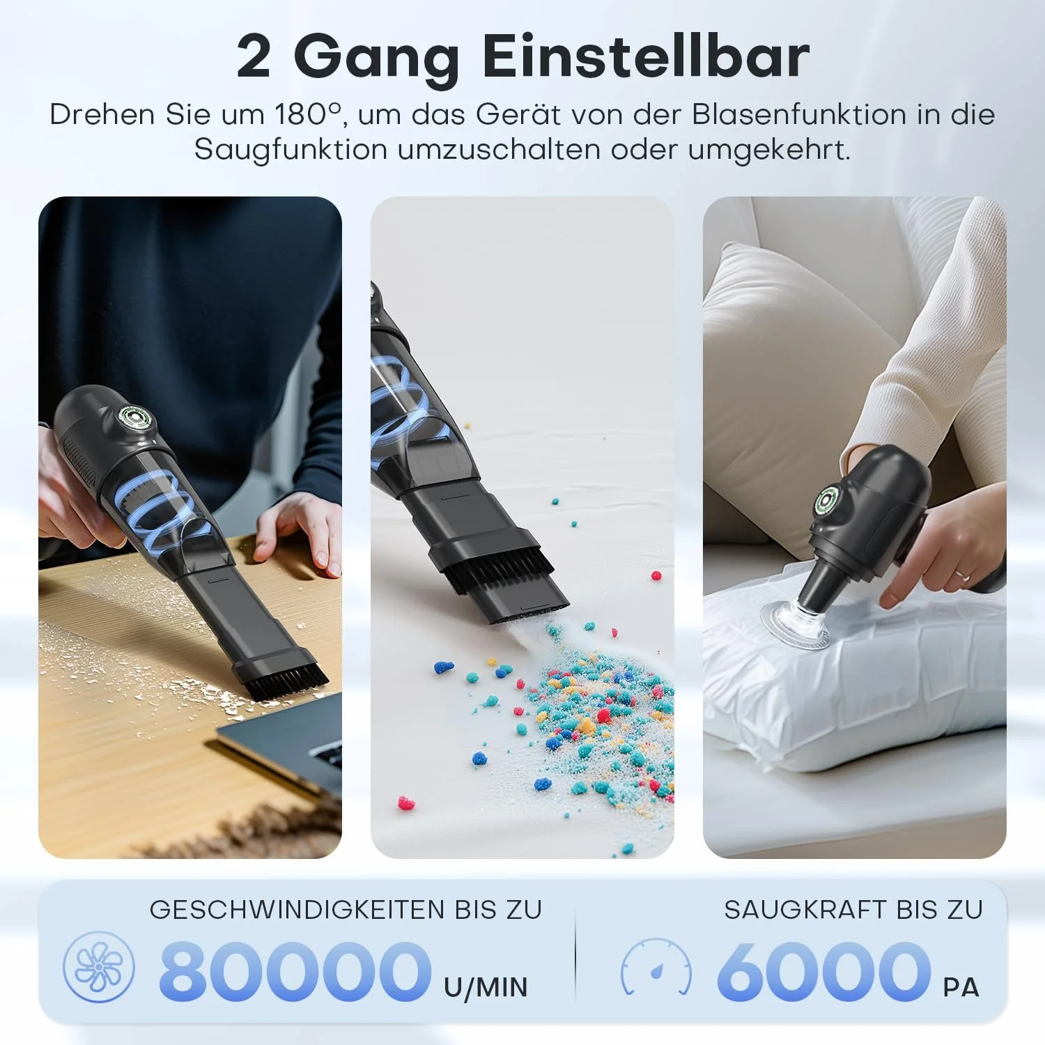 Електрична повітродувка GOAMGE 80 000 RPM 6000 mAh 4-в-1, фото №3