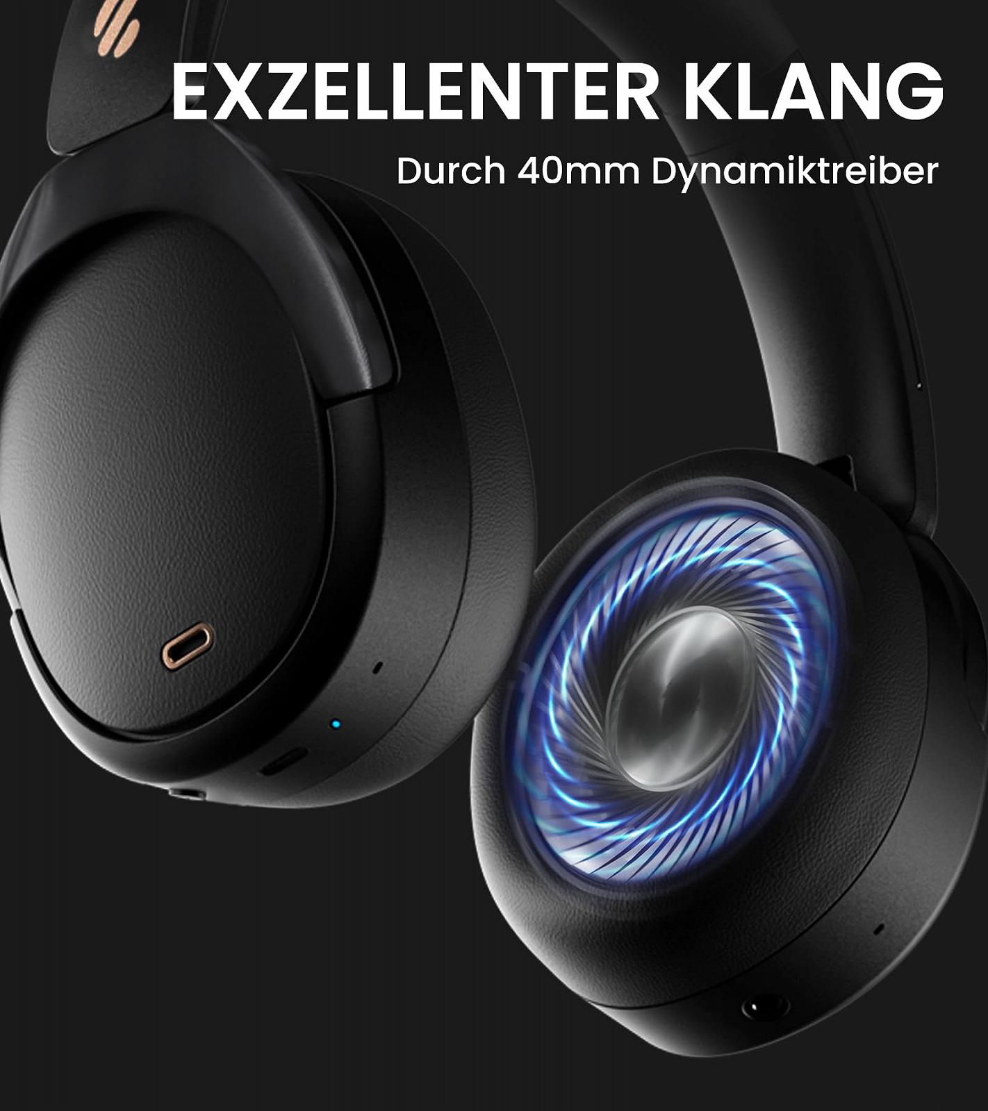 Навушники Edifier WH950NB Hybrid Active Noise Cancelling -LDAC Codek з Hi-Res Audio та налаштованим еквалайзером через додаток Після 55 годин відтворення з складними бездротовими накладними Bluetooth V5.3 навушниками - Чорний, фото №3