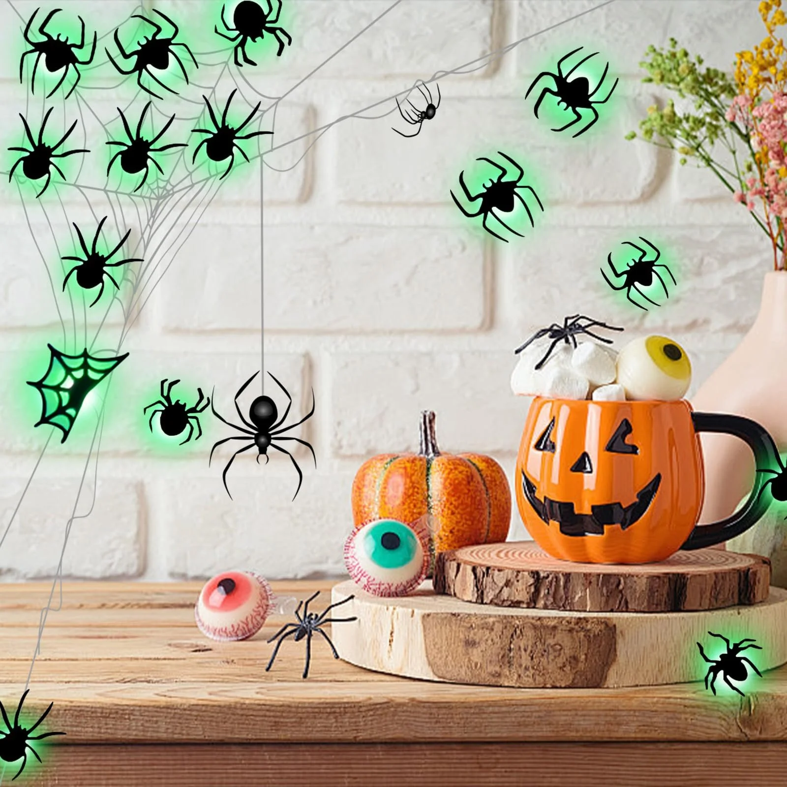 Наклейка на стіну Joycabin Halloween Decoration LED Spider 24 шт. зелена, фото №6 Наклейка на стіну Joycabin Halloween Decoration LED Spider 24 шт. зелена, фото №6