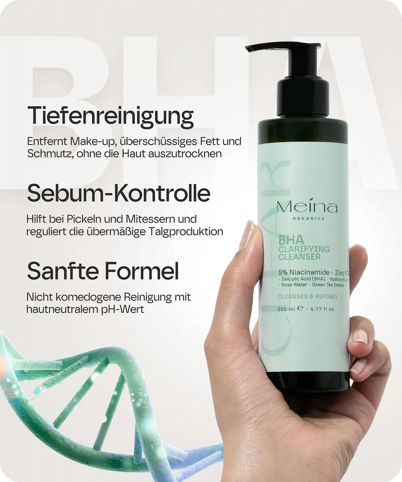 Очищающее средство для лица Meina Anti Pimple, BHA Очищающее средство, Гель для умывания с салициловой кислотой, Очищающий гель против черных точек, Средство для снятия макияжа, Очищающее средство для лица с ниацинамидом, Гель для умывания с салициловой кислотой, 200 мл, фото №6