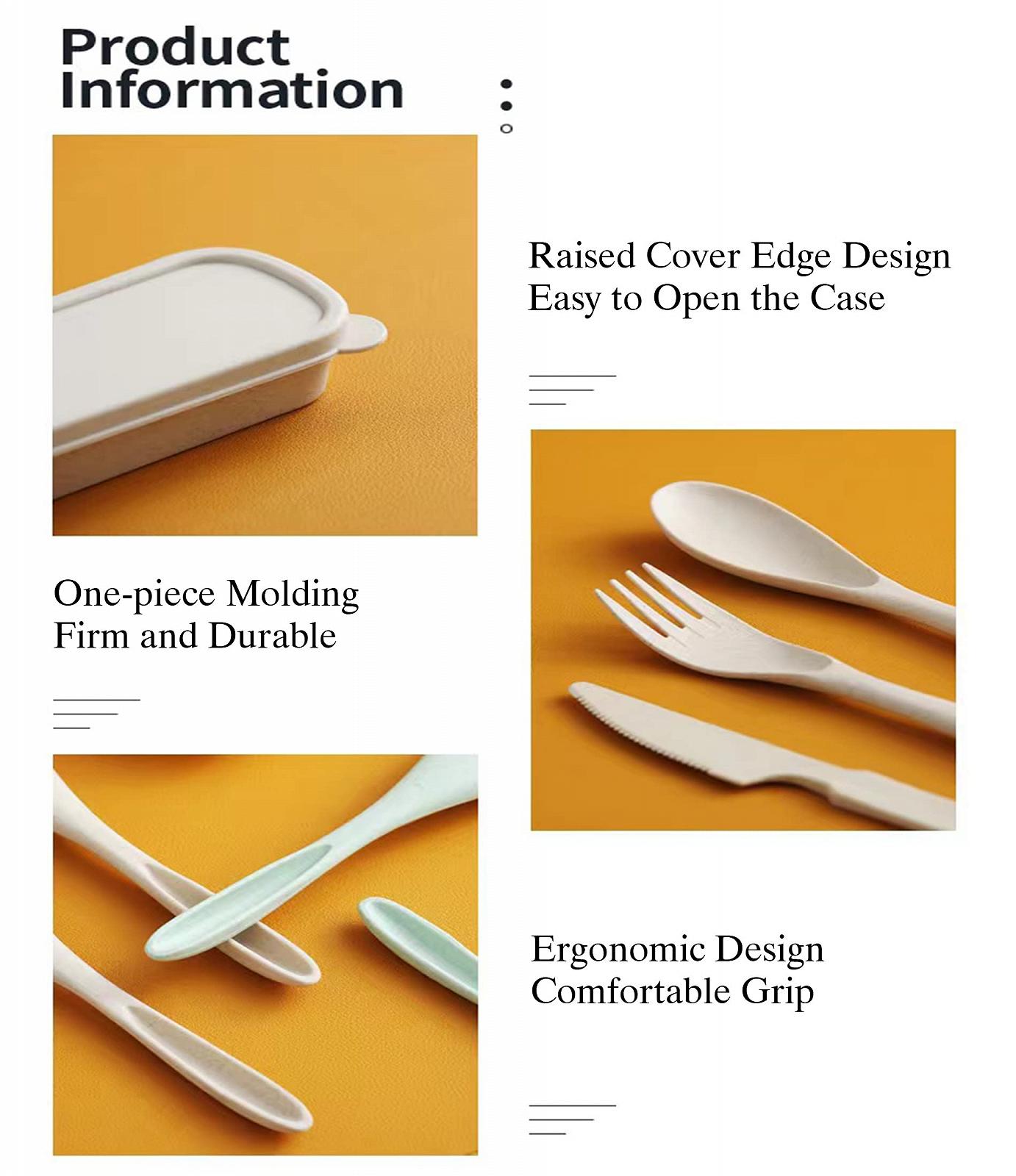 Комплект столових приборів UBRAVE Портативні пластикові набори 4 штуки, фото №3