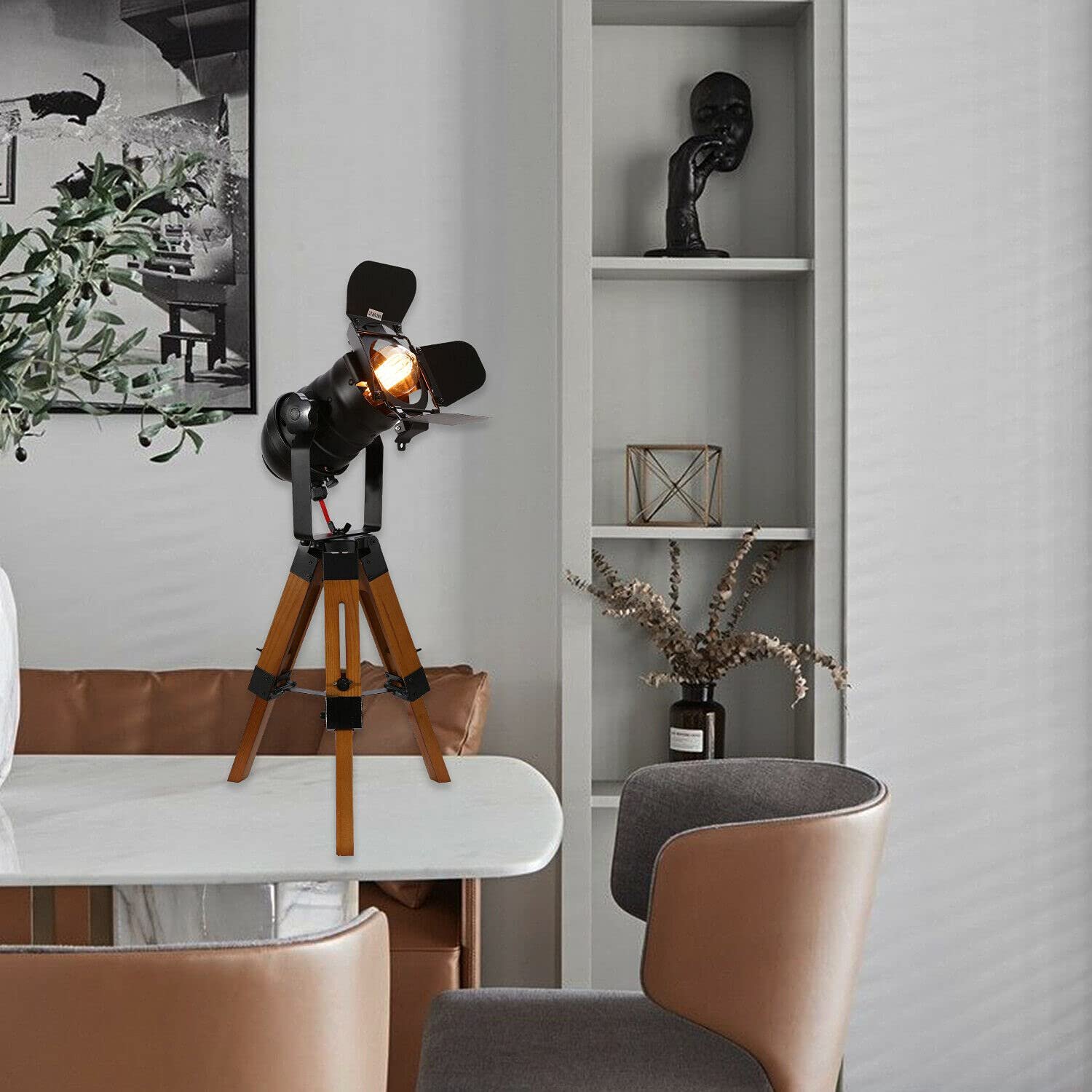 Настільна лампа Wooden Tripod Vintage Adjustable Retro, фото №4