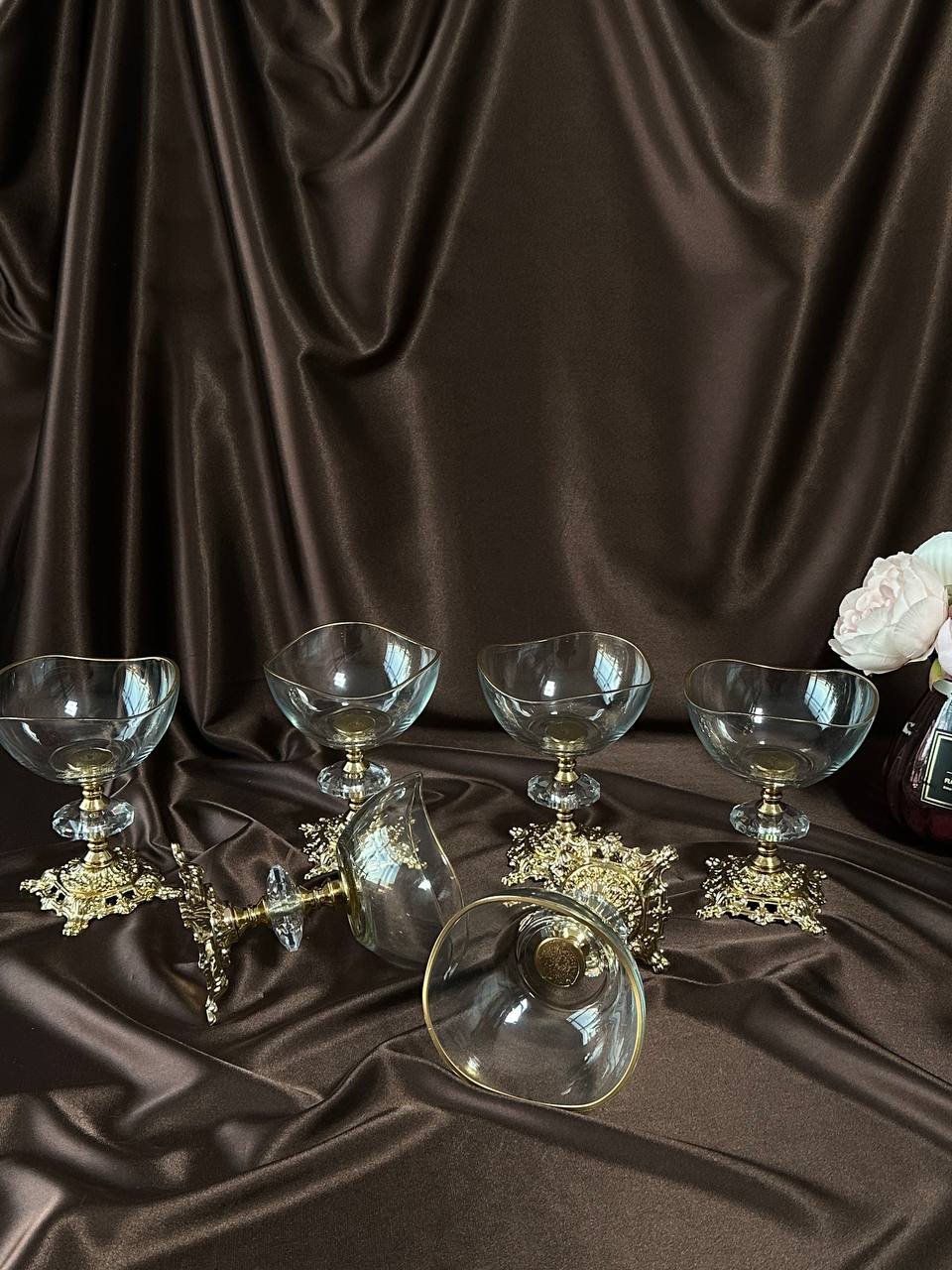 Креманка скляна на золотій ніжці Тюльпан, фото №1