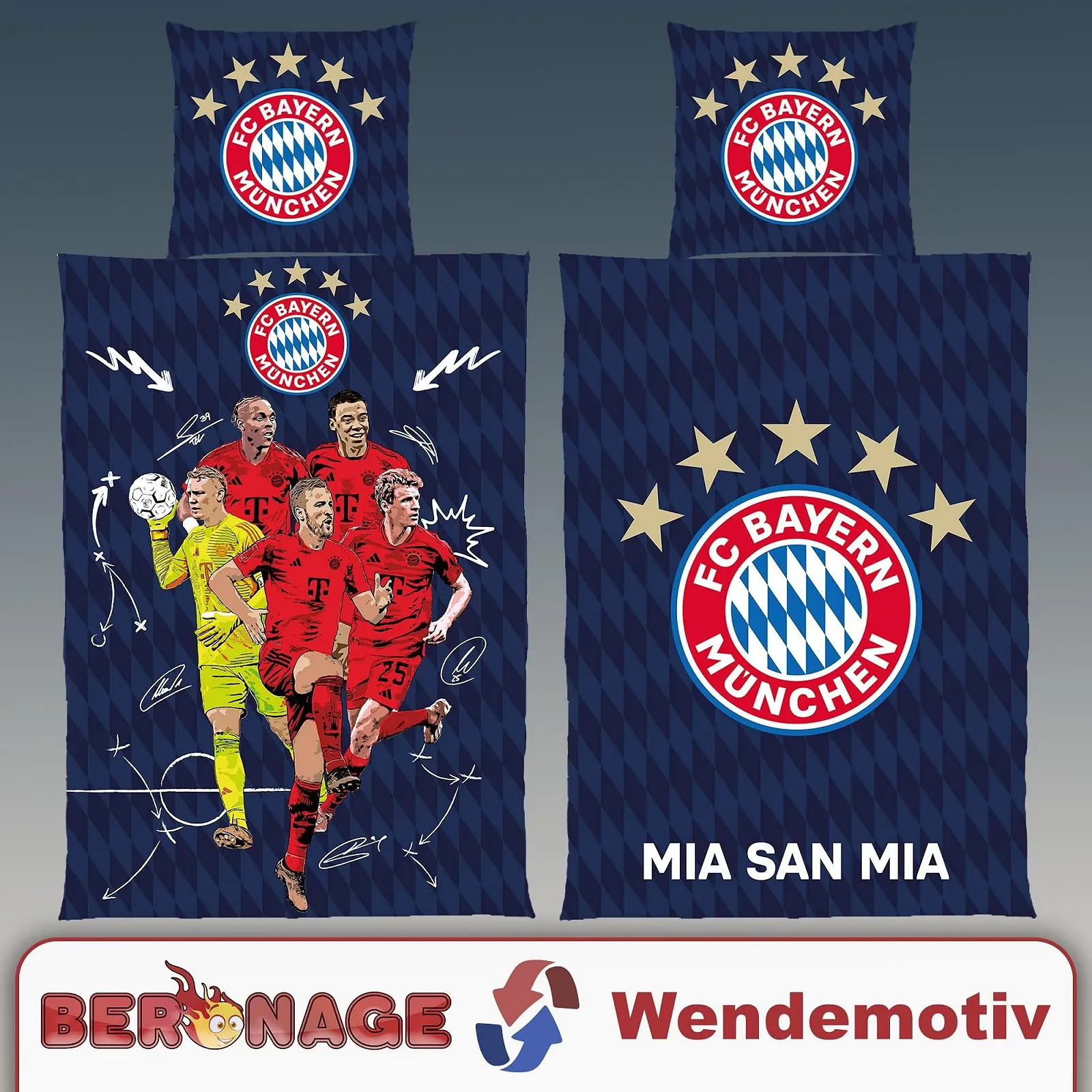 Постельное белье детское FC Bayern München Berni Mascot Allianz Arena 135x200 см 80x80 см 100% хлопок renforcé с молнией, фото №6