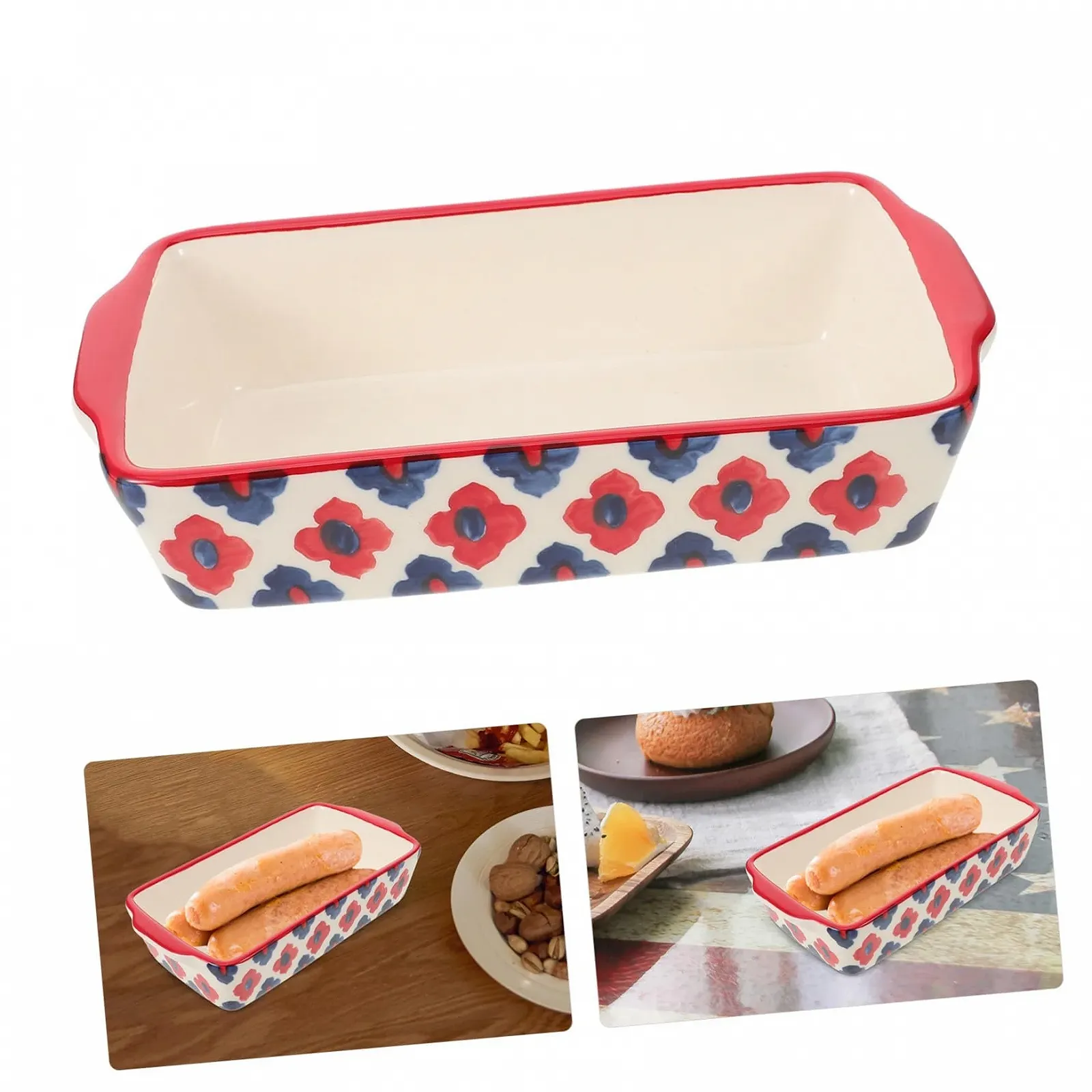 Форма для запекания Toyvian квадратная керамическая с двойными ручками, фото №4 Форма для запекания Toyvian квадратная керамическая с двойными ручками, фото №4